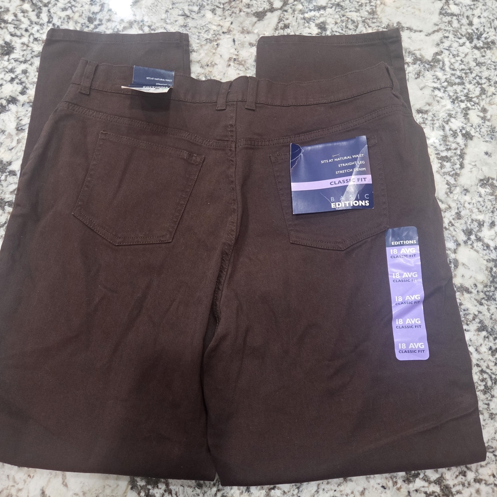 Vintage Basic Editions Brown Classic Fit Pants- Straight Leg Size 18